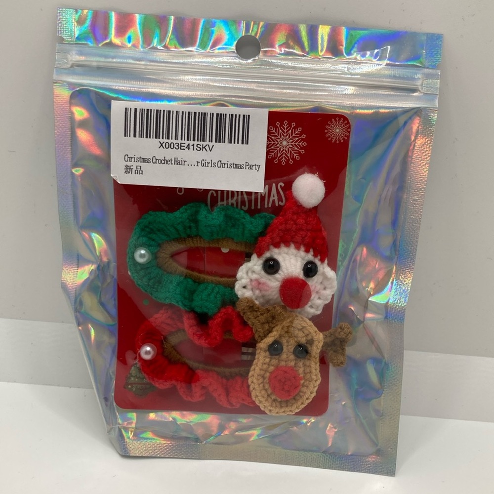 Adorable crocheted Christmas hair clips